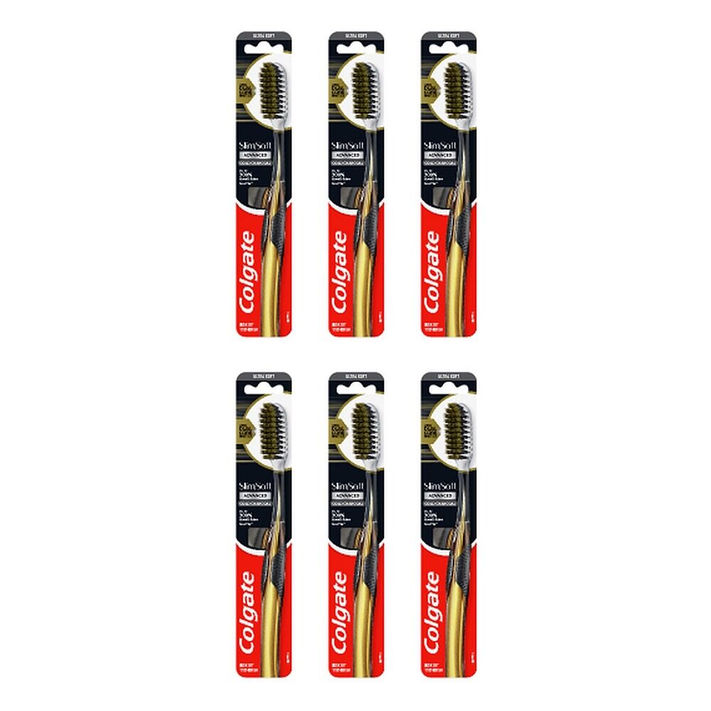 Colgate Slim Soft Advanced Charcoal Bristles Ultra Soft Toothbrush Pack of 6