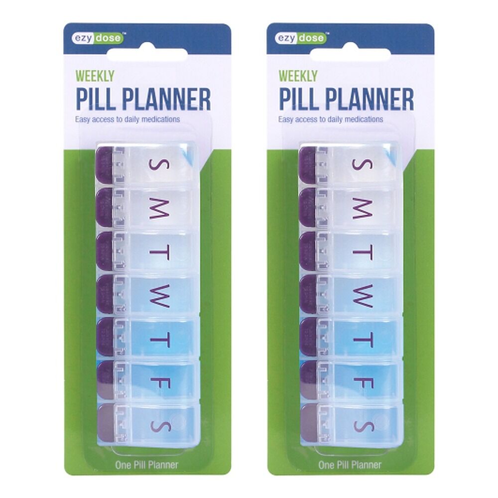 Ezy Dose 7 Day Push Button Pill Reminder Medium Pack of 2