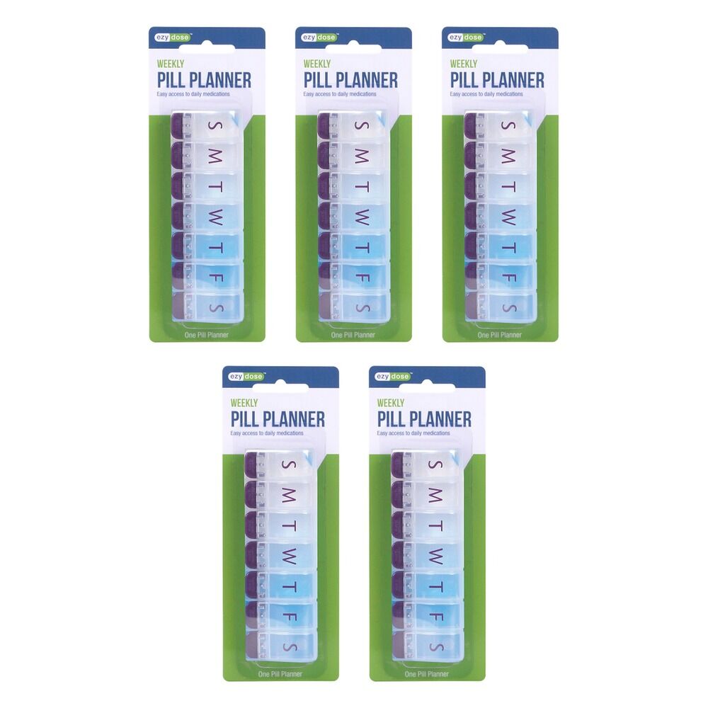 Ezy Dose 7 Day Push Button Pill Reminder Medium Pack of 5