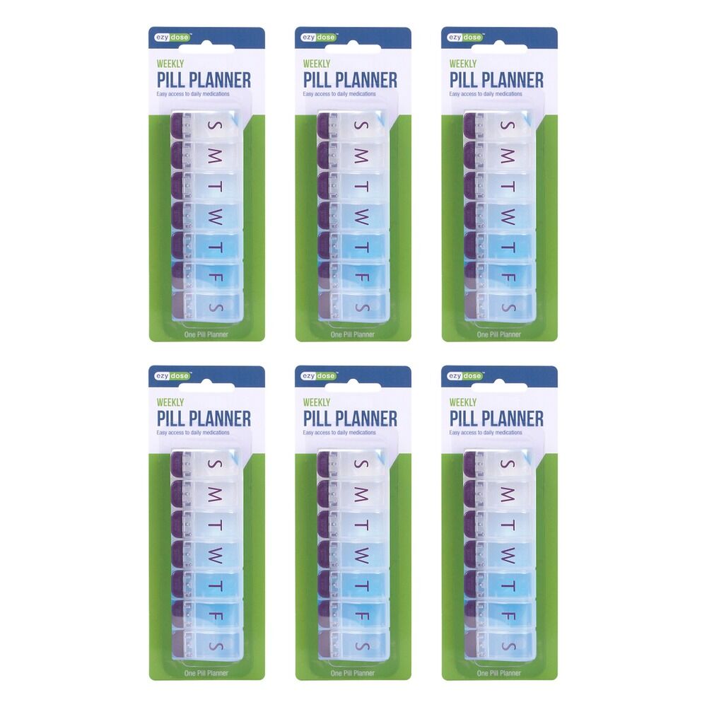 Ezy Dose 7 Day Push Button Pill Reminder Medium Pack of 6