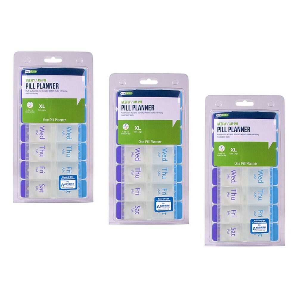 Ezy Dose 7 Day Push Button Pill Reminder Extra Large Pack of 3