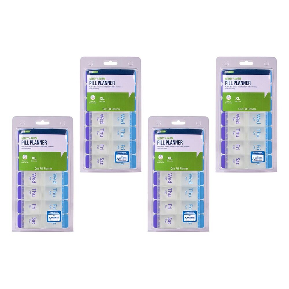 Ezy Dose 7 Day Push Button Pill Reminder Extra Large Pack of 4