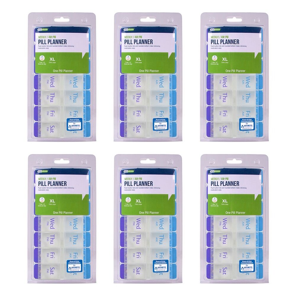 Ezy Dose 7 Day Push Button Pill Reminder Extra Large Pack of 6