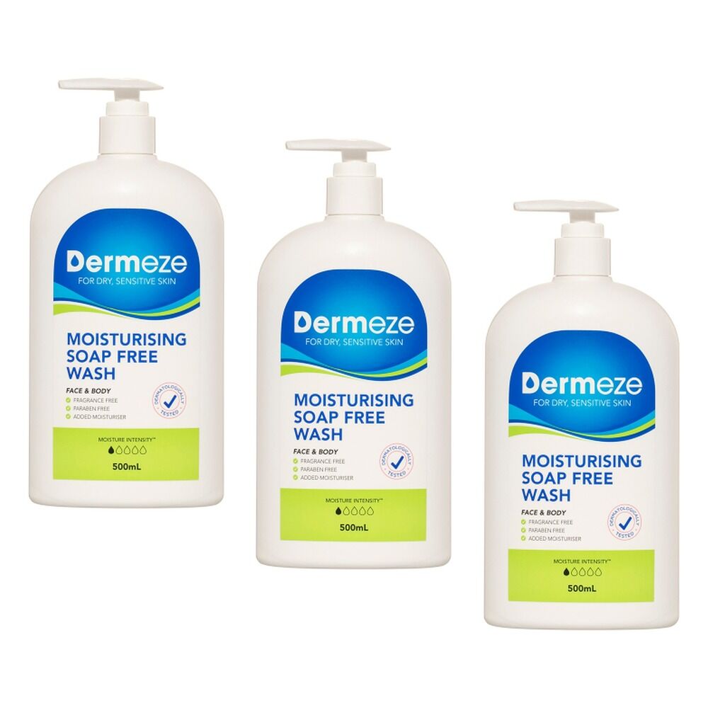 Dermeze Moisturising Soap Free Wash 500mL Pack of 3