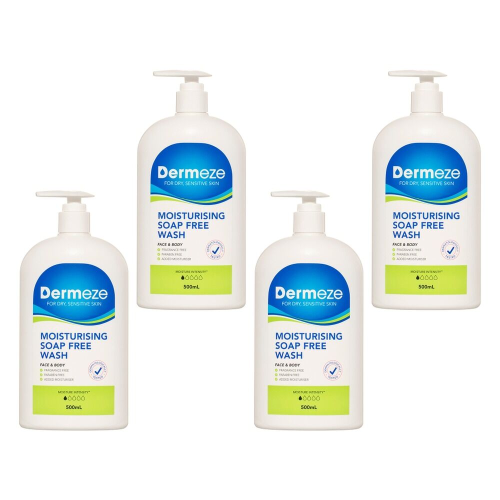 Dermeze Moisturising Soap Free Wash 500mL Pack of 4