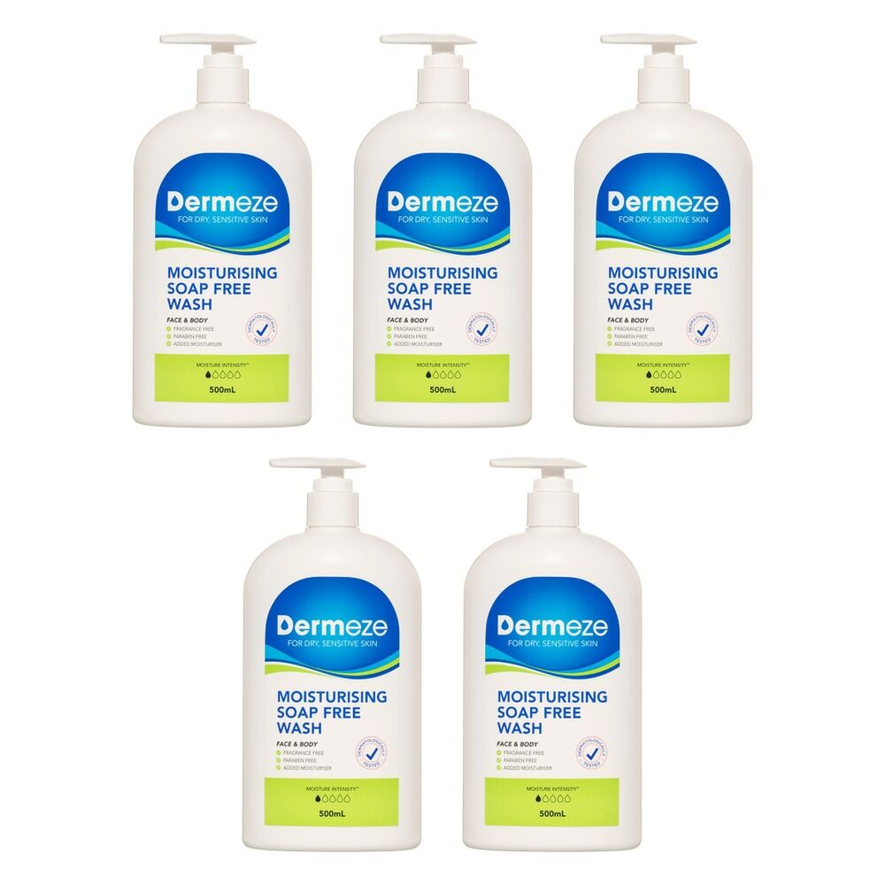 Dermeze Moisturising Soap Free Wash 500mL Pack of 5
