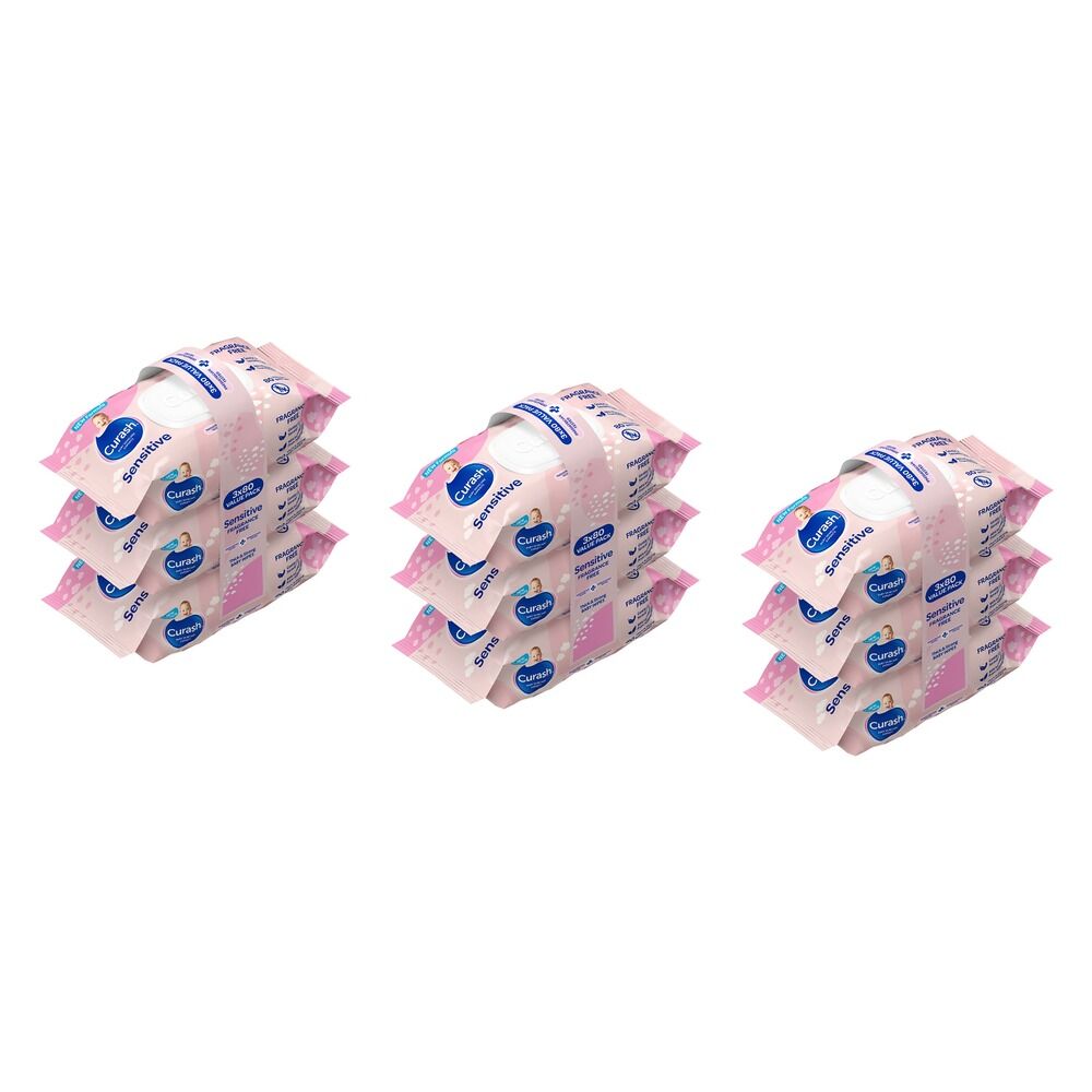 Curash Sensitive Wipes Value Pack Bundle of 3