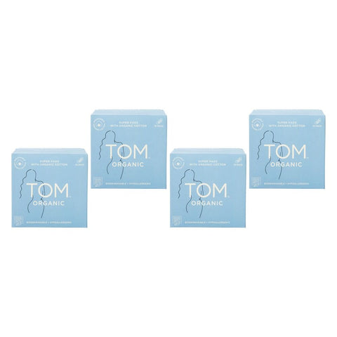 TOM Organic Super Pads with Wings 10 Pack Bundle of 4