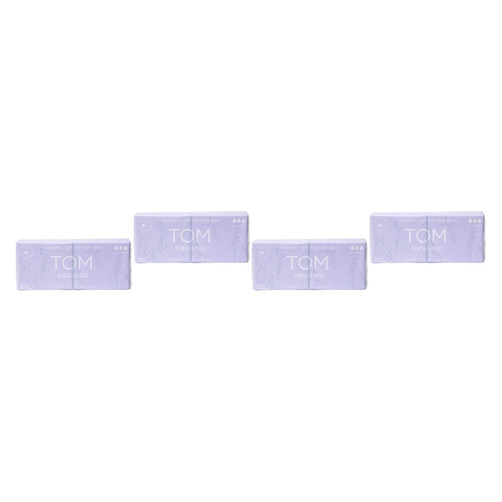 TOM Organic Super Tampons 16 Pack Bundle of 4
