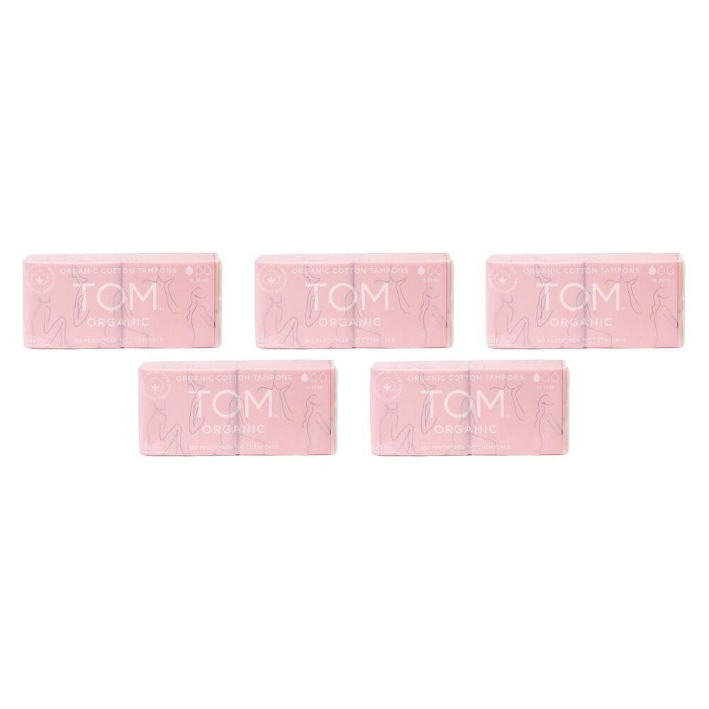 TOM Organic Mini Tampons 16 Pack Bundle of 5