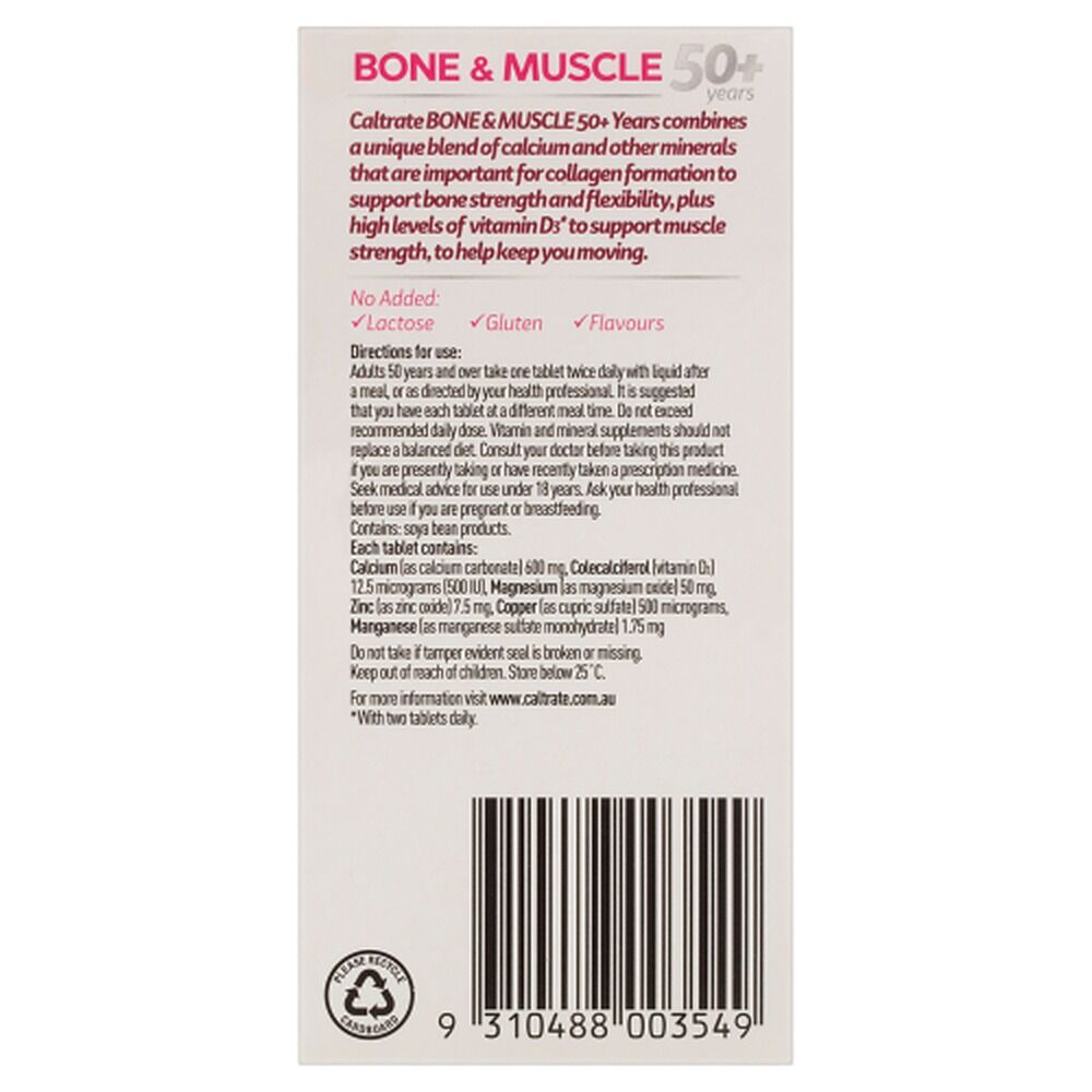 Caltrate Bone & Muscle 50+ Years 60 Tablets x 6