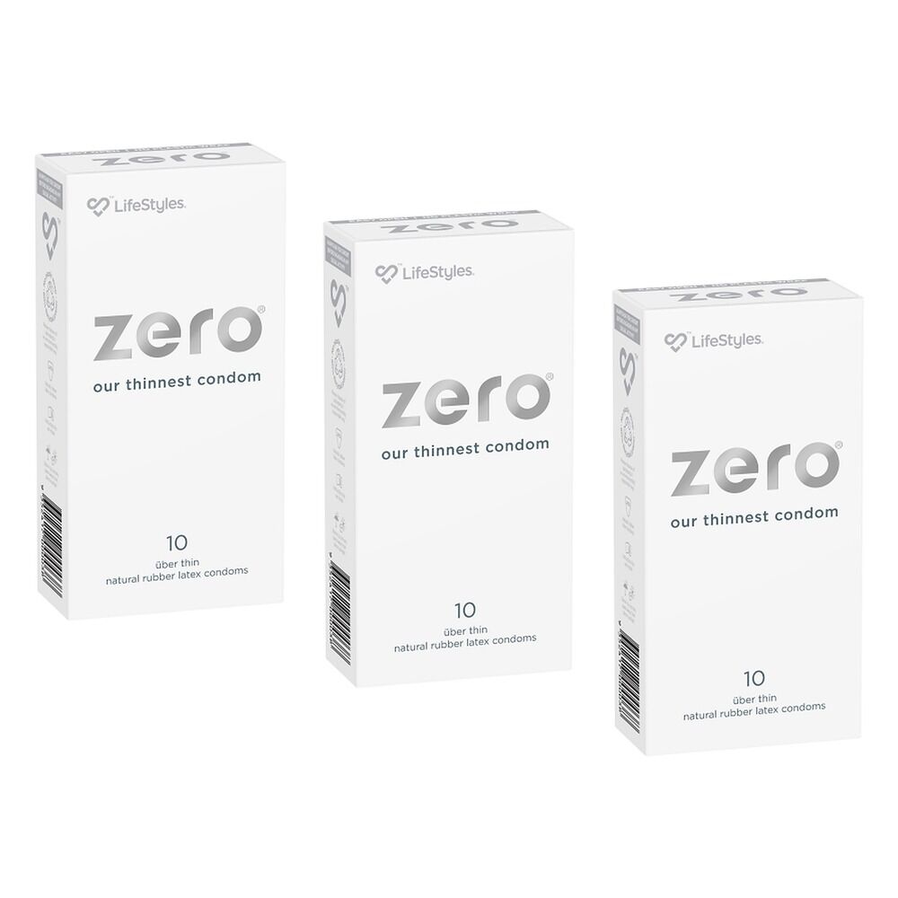 LifeStyles Zero Condoms 10 Pack Bundle of 3
