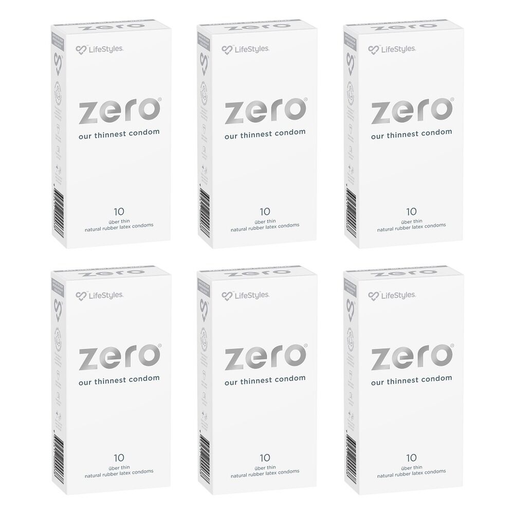 LifeStyles Zero Condoms 10 Pack Bundle of 6