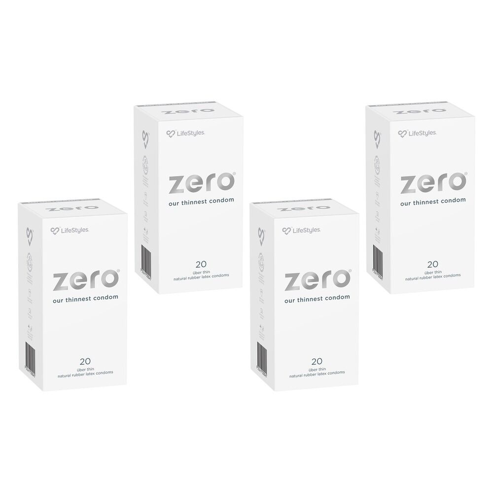 LifeStyles Zero Condoms 20 Pack Bundle of 4