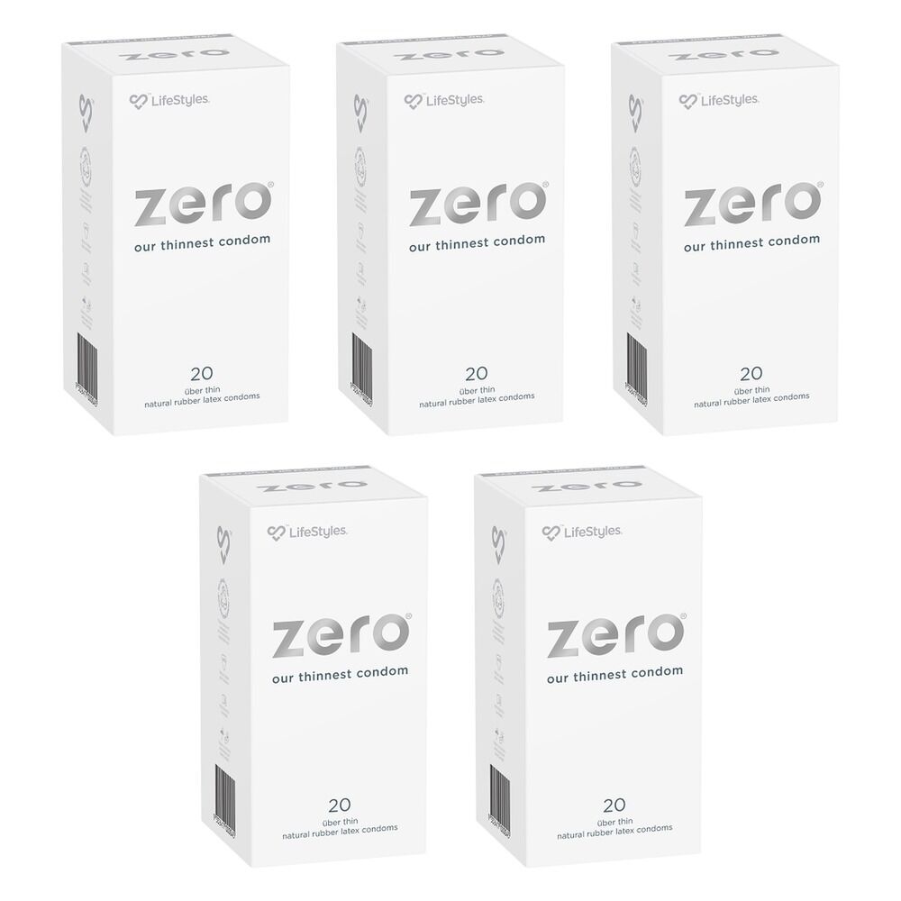 LifeStyles Zero Condoms 20 Pack Bundle of 5