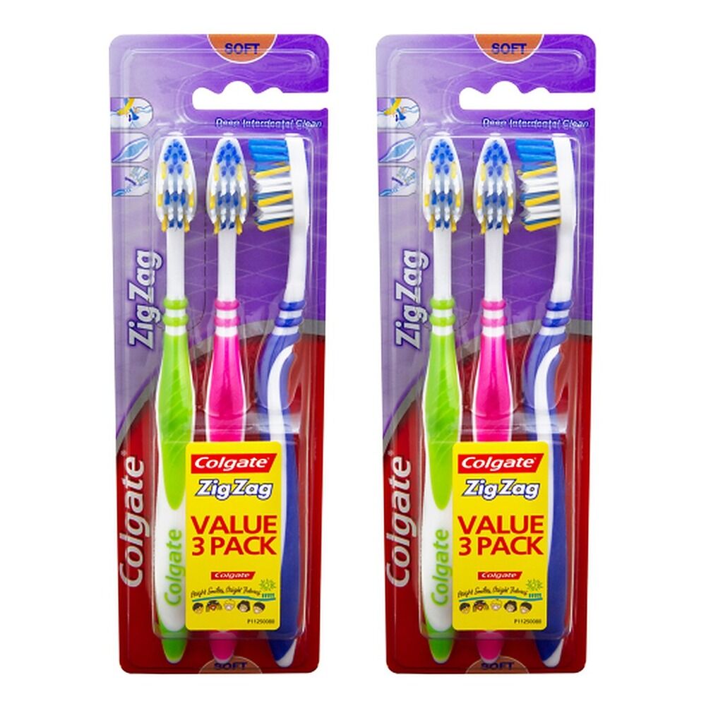 Colgate ZigZag Toothbrush Value Pack Soft 3 Pack Bundle of 2