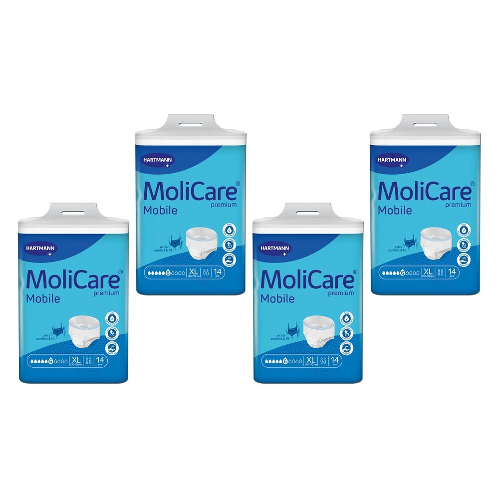 MoliCare Premium Mobile 6 Drops Incontinence Pants Size XL 14 Pack Bundle of 4