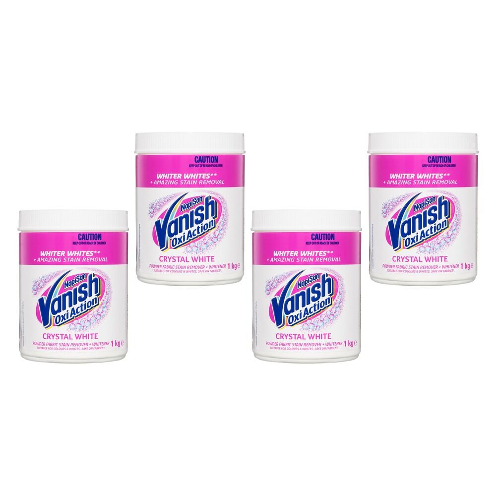 Vanish NapiSan Oxi Action Crystal White Stain Remover Powder 1kg Pack of 4