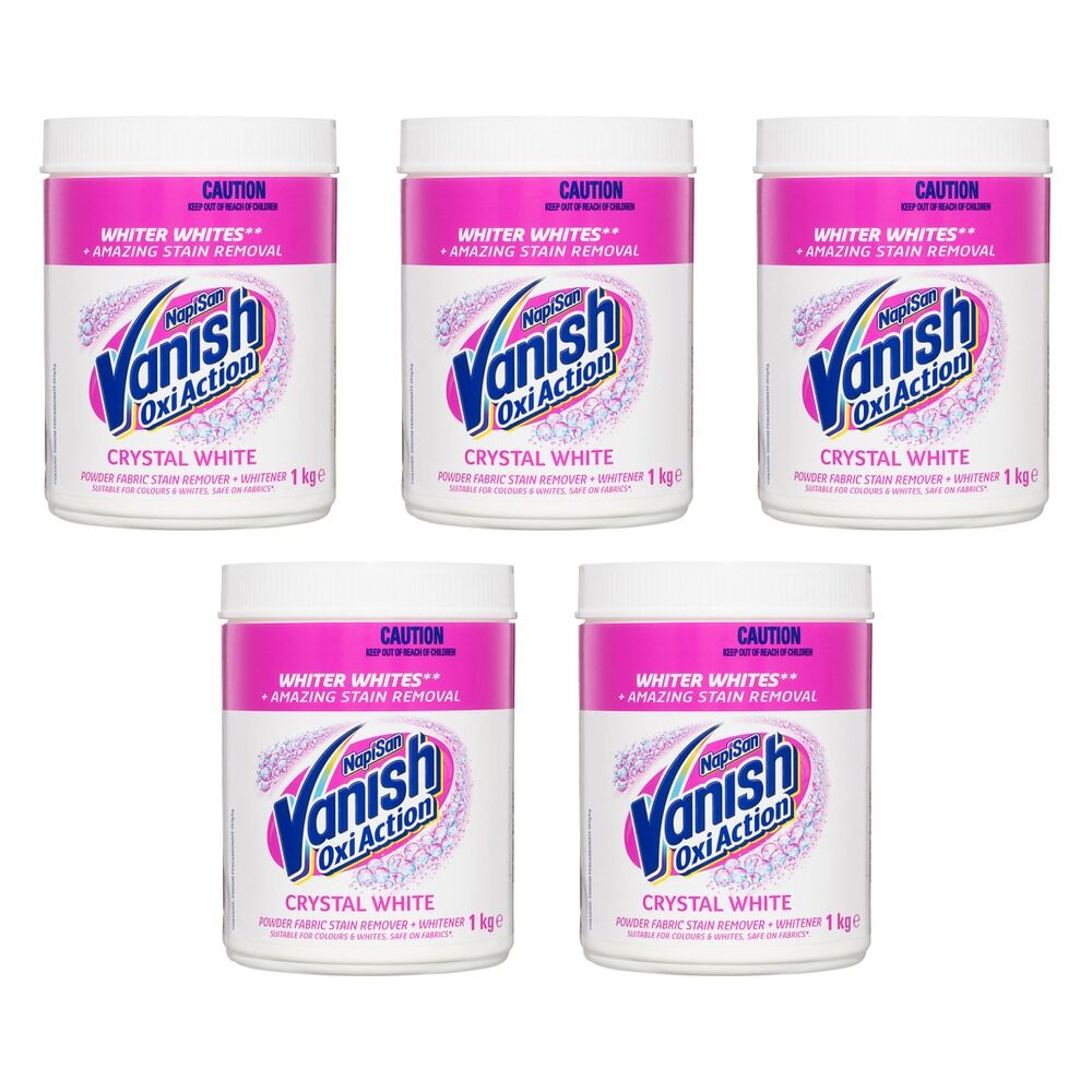 Vanish NapiSan Oxi Action Crystal White Stain Remover Powder 1kg Pack of 5