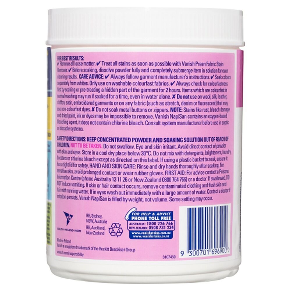 Vanish NapiSan Oxi Action Crystal White Stain Remover Powder 1kg