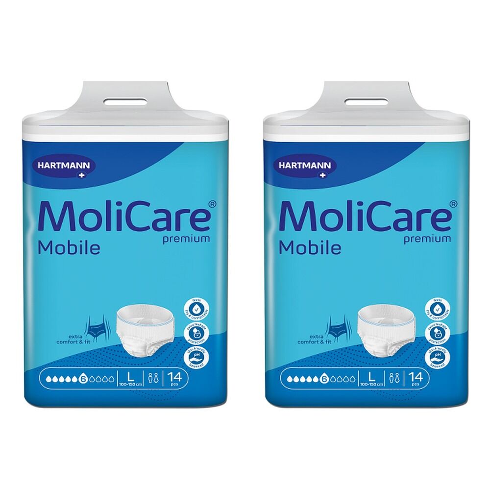 MoliCare Premium Mobile 6 Drops Incontinence Pants Size L 14 Pack x Bundle of 2