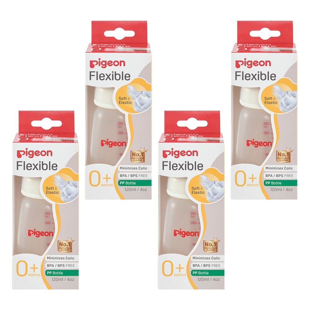 Pigeon Slim Neck PP Bottle 120mL Pack of 4