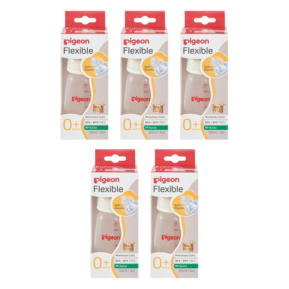 Pigeon Slim Neck PP Bottle 120mL Pack of 5