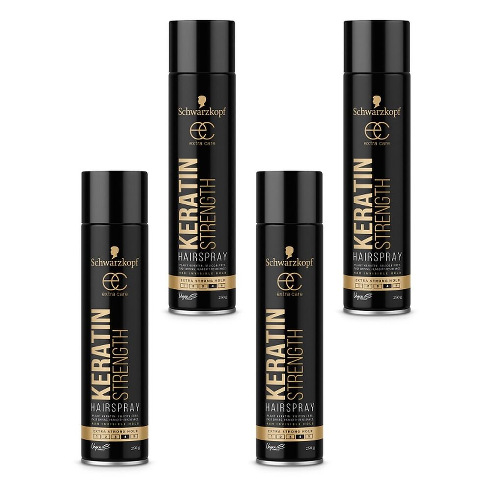 Schwarzkopf Extra Care Keratin Strength Hairspray Maximum Hold 250g Pack of 4
