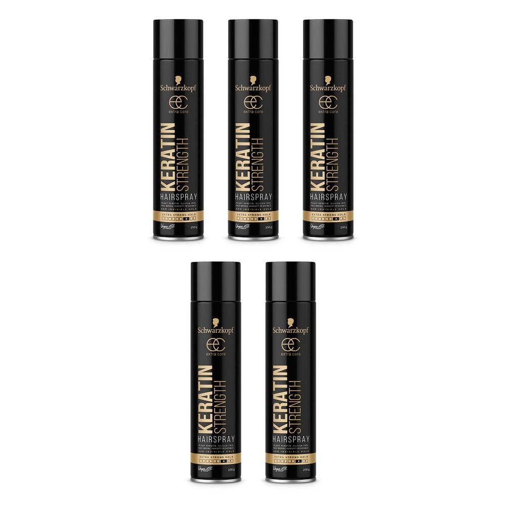 Schwarzkopf Extra Care Keratin Strength Hairspray Maximum Hold 250g Pack of 5