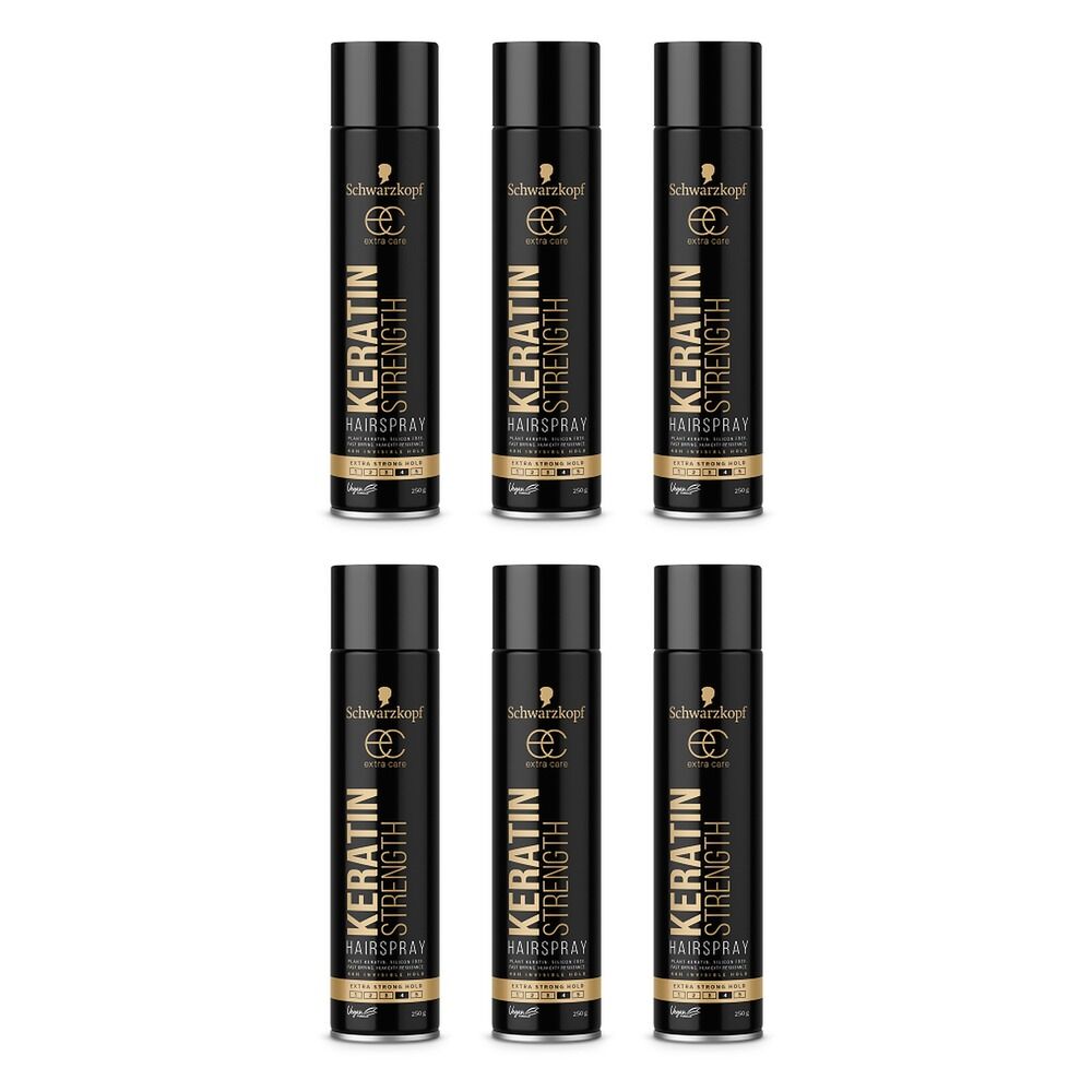 Schwarzkopf Extra Care Keratin Strength Hairspray Maximum Hold 250g Pack of 6