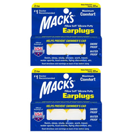 Macks Pillow Soft Silicone Putty Earplugs 2x 2 Pairs Noise Reduction Rating 22db