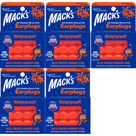 Macks Kids Waterproof Silicone Putty Earplugs 6 Pairs NRR 22dB Bundle Pack 5