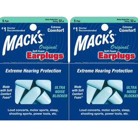 Macks Original Soft Foam Earplugs 2x 5 Pairs Noise Reduction Rating 32db