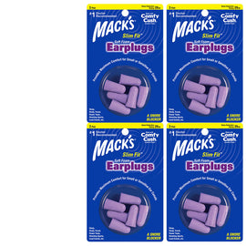 Macks Slim Fit Soft Foam Earplugs 3 Pair NRR 29 dB Bundle Pack of 4