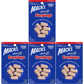 Macks Ultra Soft Foam Earplugs 3 Pair NRR 33dB Pack of 4