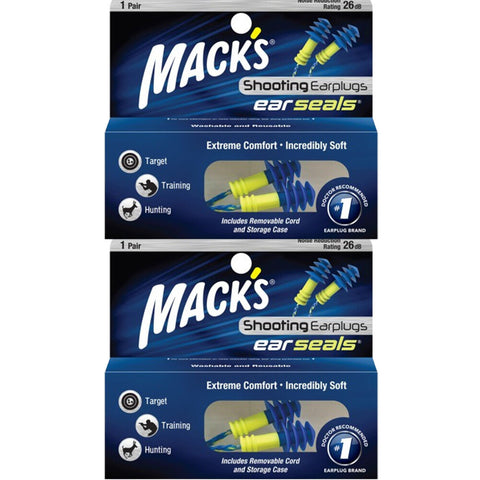 Macks Ear Seals 2x 1 Pair With Removable Cord Plus Storage Case Suitable For Shooting