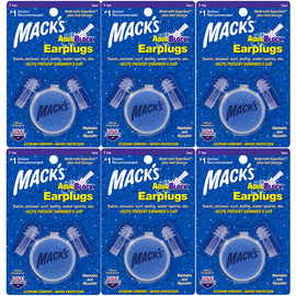 Macks AquaBlock Ultra Soft Silicone Earplugs 1 Pair with Case 6 Pack