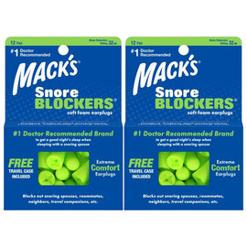 Macks Snore Blockers 2x 12 Pairs Plus Travel Case Number 1 Doctor Recommended