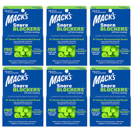 Macks Snore Blockers 12 Pair Travel Case Pack of 6 Foam Earplugs NRR32