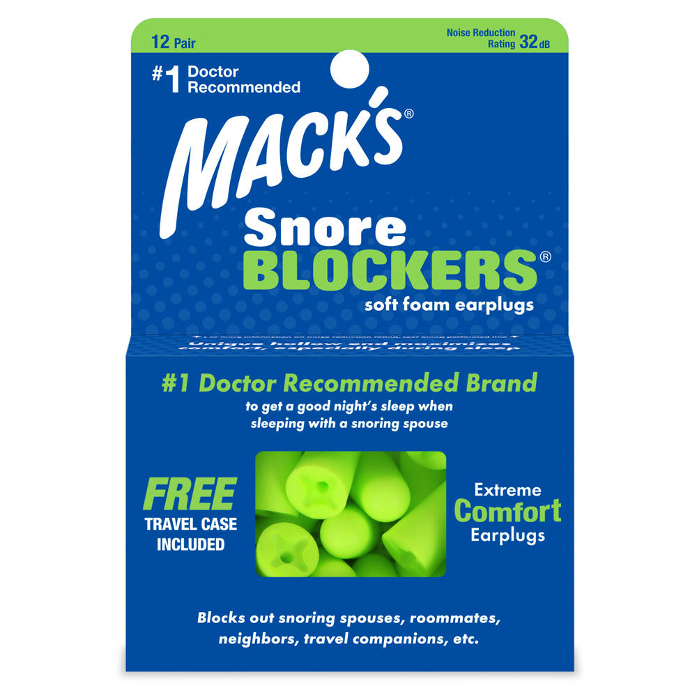 Mack's Snore Blockers 12 Pair Plus Travel Case Number 1 Doctor Recommended