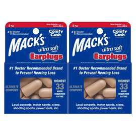 Macks Ultra Soft Foam Earplugs 2x 5 Pairs Comfy Cush Comfort Foam