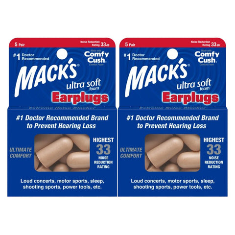 Macks Ultra Soft Foam Earplugs 2x 5 Pairs Comfy Cush Comfort Foam