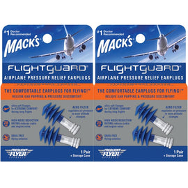 Macks Flightguard Airplane Pressure Refief Reusable Ear Plugs With Storage Case 2x 1 Pack