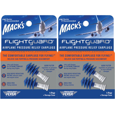 Macks Flightguard Airplane Pressure Refief Reusable Ear Plugs With Storage Case 2x 1 Pack