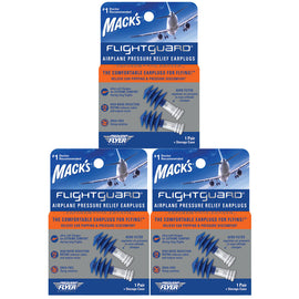 Macks Flightguard Pressure Relief Earplugs 3 Pack with Case