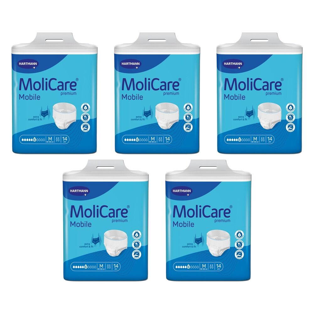 MoliCare Premium Mobile 6 Drops Incontinence Pants Size M 14 Pack x Bundle of 5