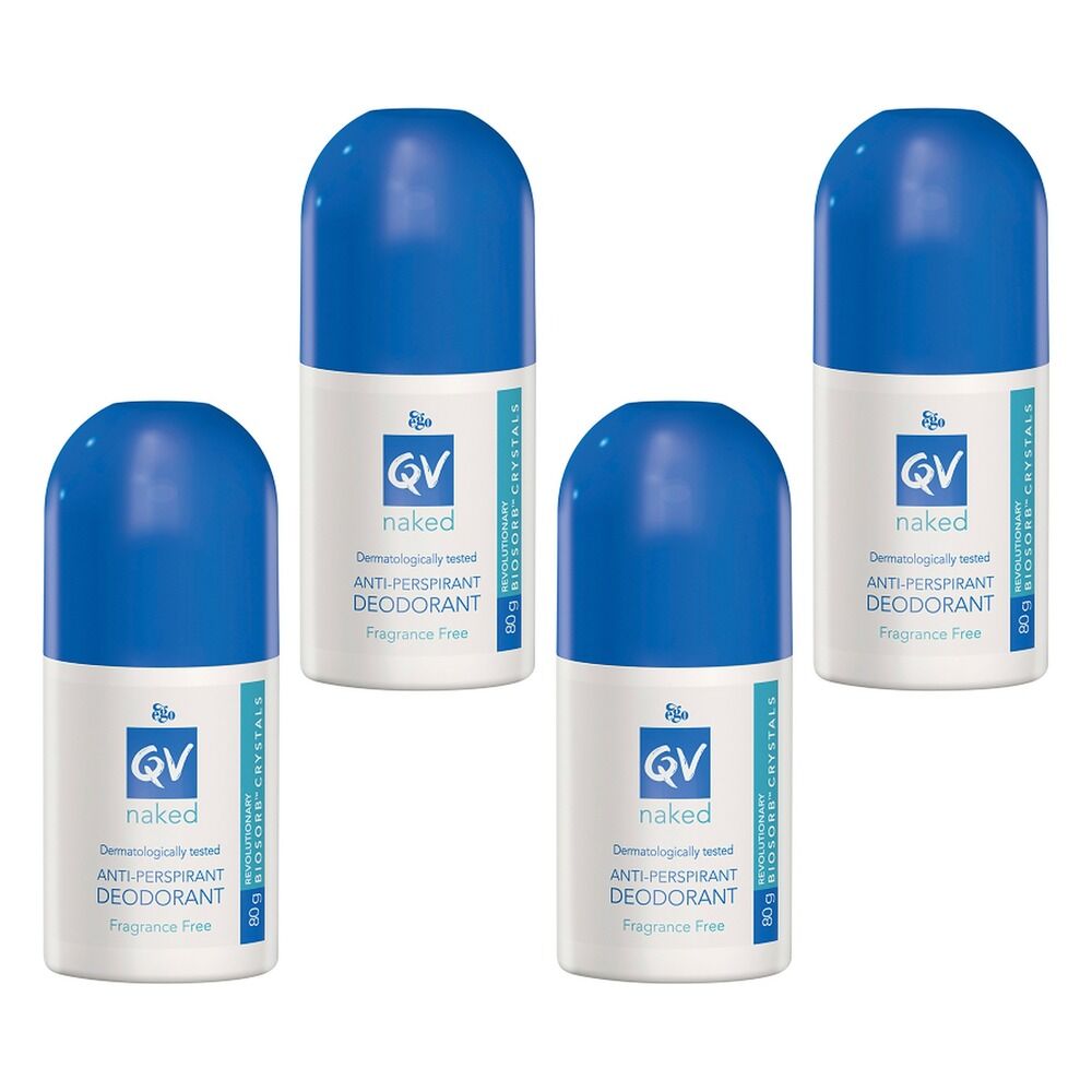 Ego QV Naked Anti-perspirant Deodorant Roll-on 80g Pack of 4