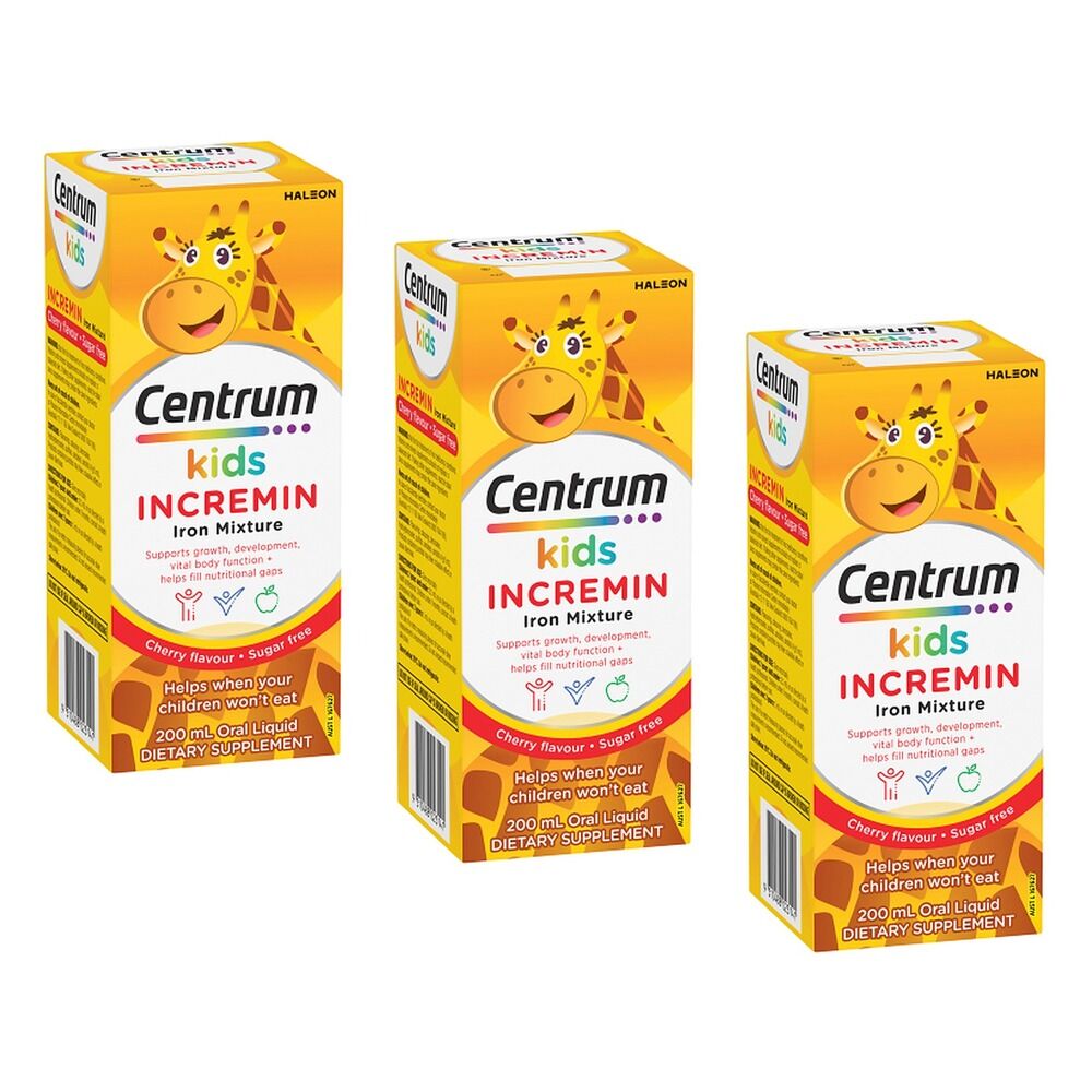 Centrum Kids Incremin Iron Mixture Cherry Flavour 200mL Pack of 3