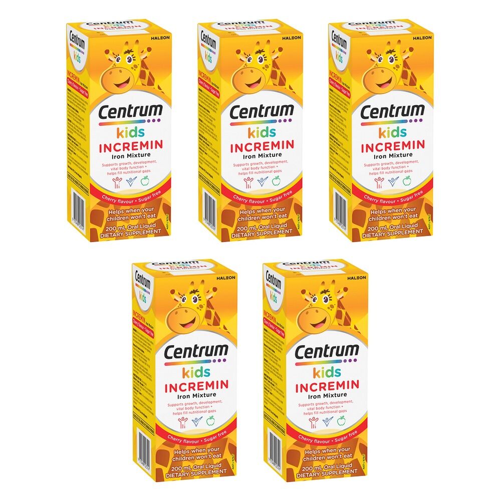 Centrum Kids Incremin Iron Mixture Cherry Flavour 200mL Pack of 5