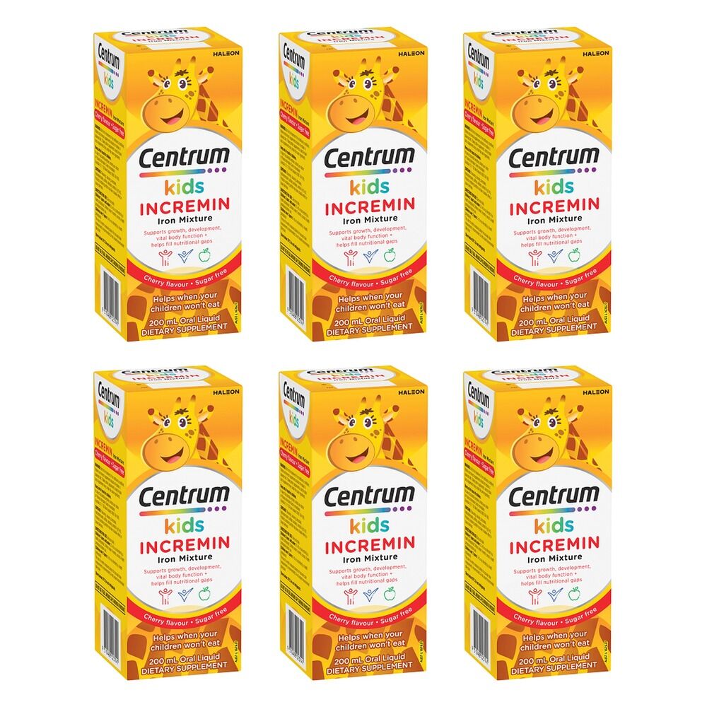 Centrum Kids Incremin Iron Mixture Cherry Flavour 200mL Pack of 6